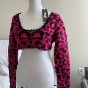 Picking Me Cheetah Heart Crop Cardigan